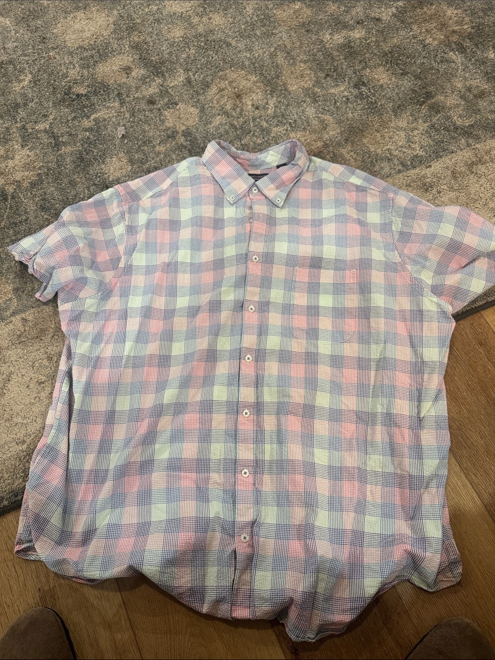 Men's Pastel Plaid Button-Down Shirt - Pink & Light Blue - Roundtree and Yorke